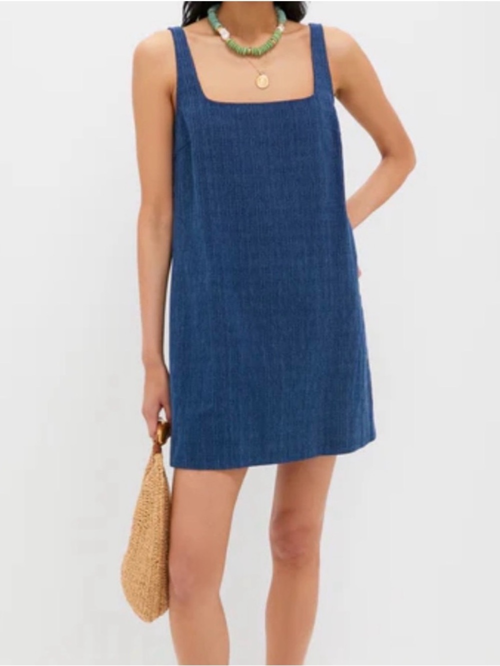 Tuckernuck Pomander Place Cassie Shift Dress Women XS Blue Denim Windowpane